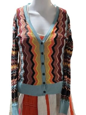 Missoni for Target 20th Anniversary Cardigan M Chevron Zigzag Multicolor Knit